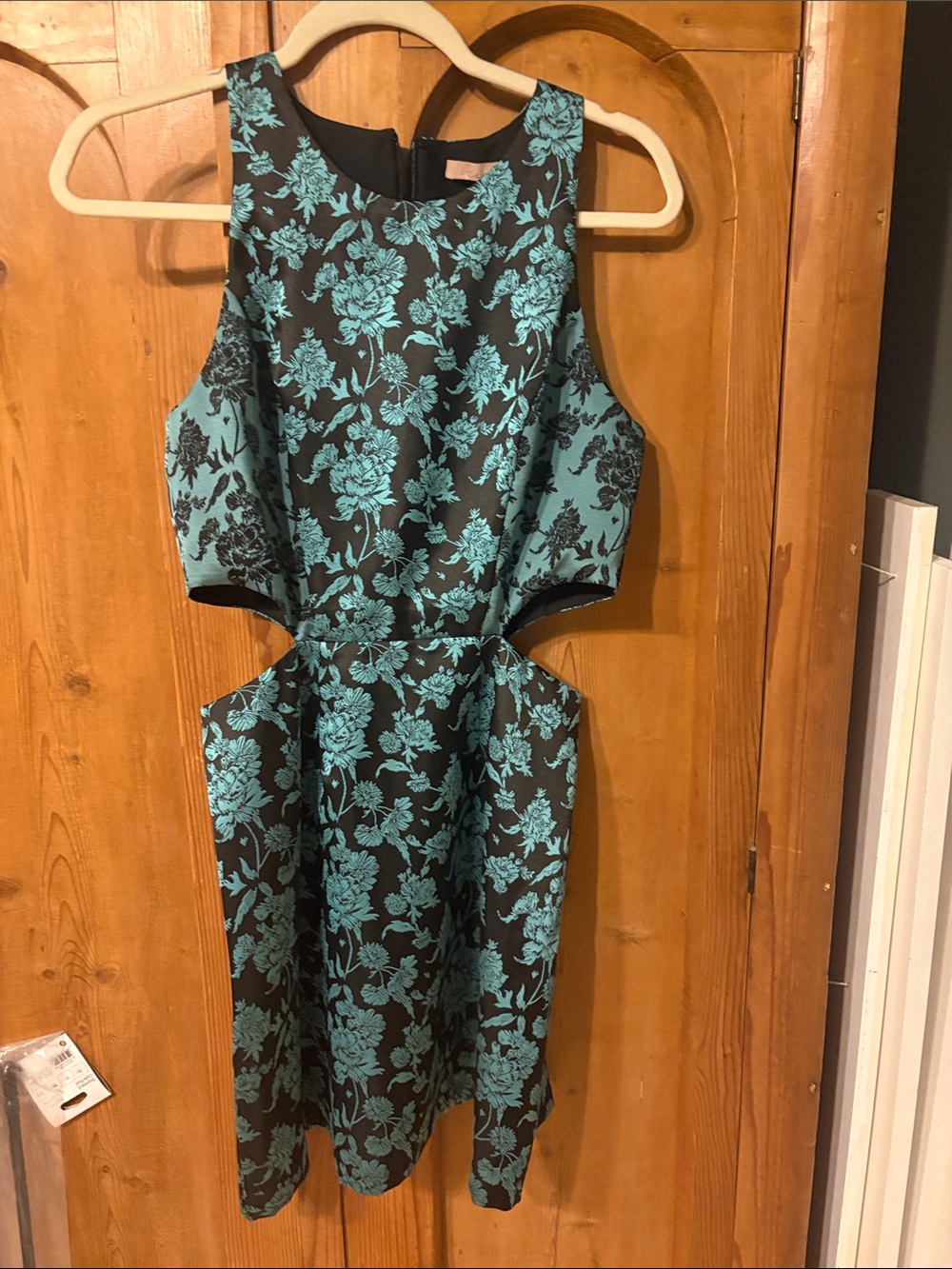 Hutch Teal Floral Cutout Mini Dress